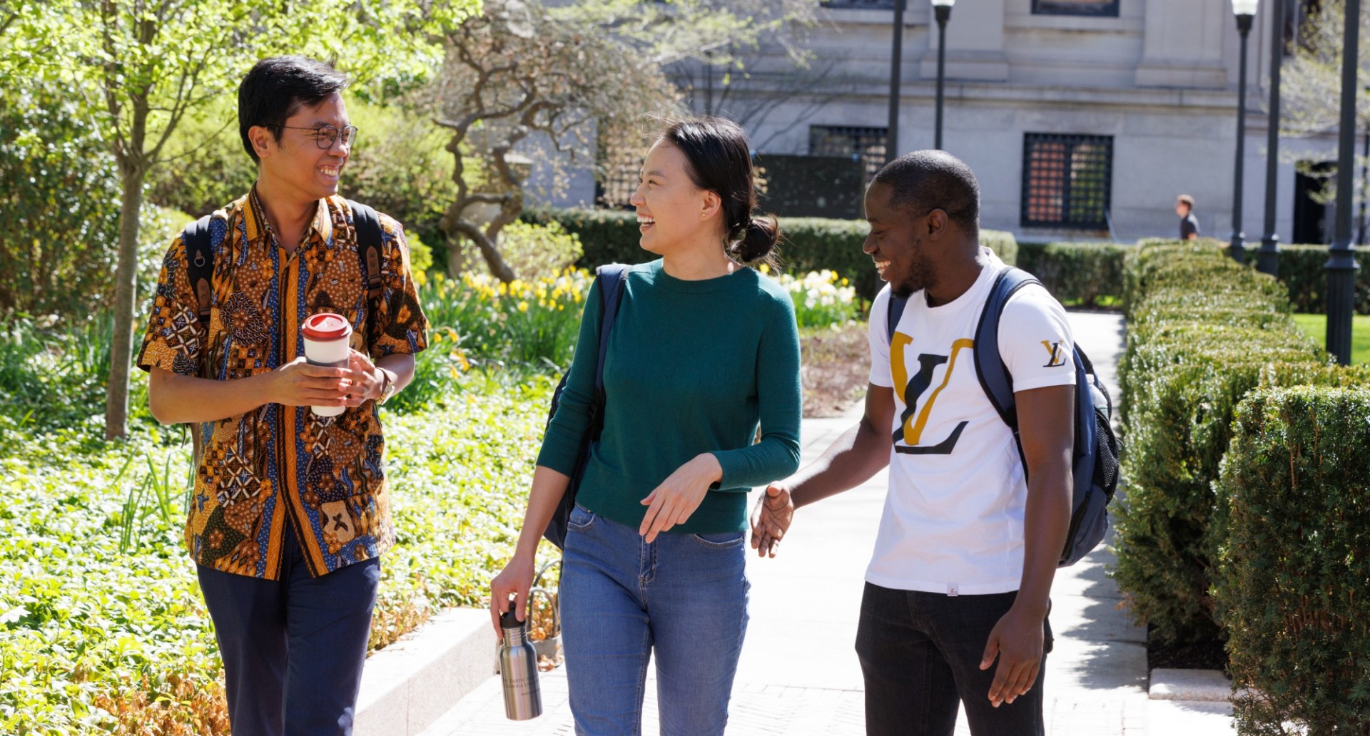 Students walking along path