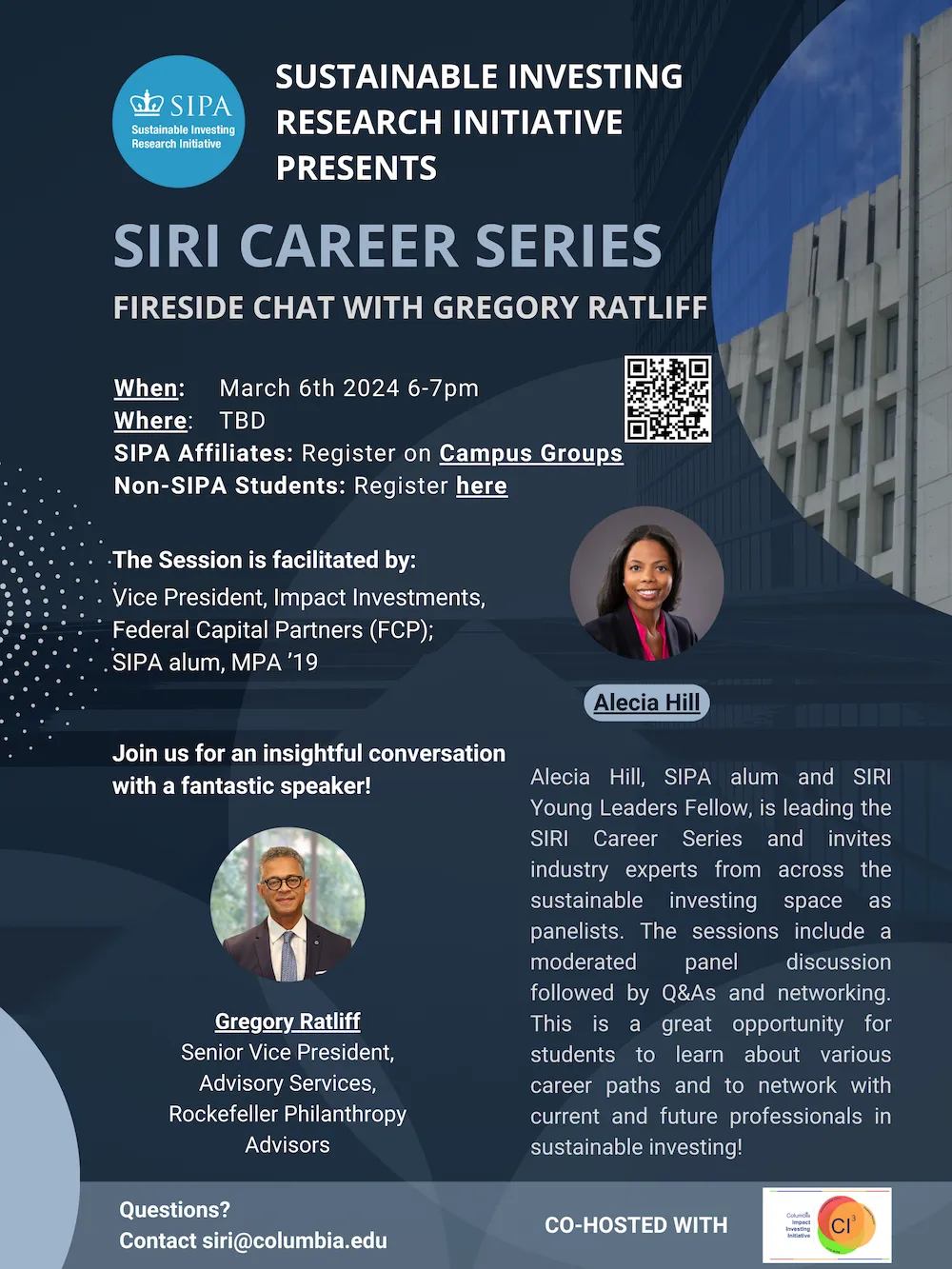 SIRI Career Series: Philanthropy and Impact Investing with Greg Ratliff of Rockefeller Philanthropy Advisors